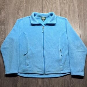 LL Bean Full Zip Fleece Sweater Blue Womens XXL 2XL‎ Outdoors cozy Pastel